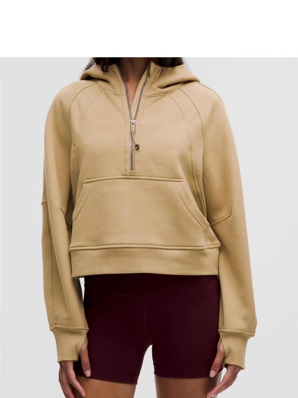 lululemon athletica Cropped Hooded Half-Zip Sweatshirt - Tan